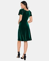 Womens Matching Family Velour Fit And Flare Dress