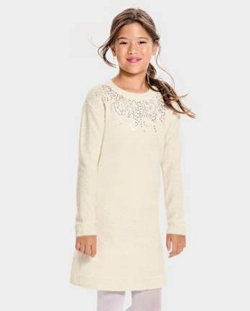 Girls Sequin Sweater Dress