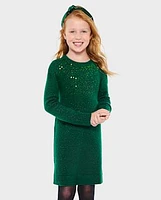 Girls Sequin Sweater Dress