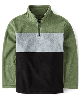 Boys Colorblock Microfleece Half Zip Pullover