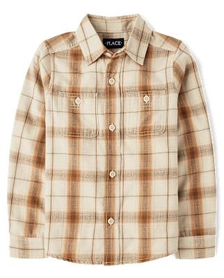 Boys Dad And Me Plaid Flannel Button Up Shirt