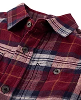 Boys Plaid Flannel Button Up Shirt