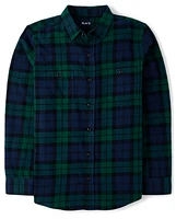 Mens Dad And Me Plaid Flannel Button Up Shirt