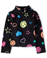 Girls Print Microfleece Half Zip Pullover