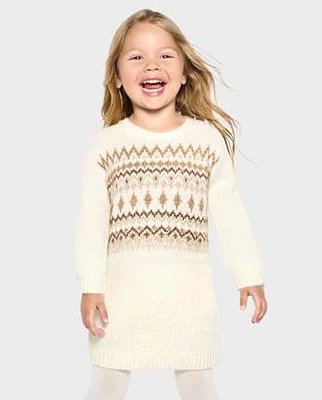 Toddler Girls Mommy And Me Fairisle Sweater Dress