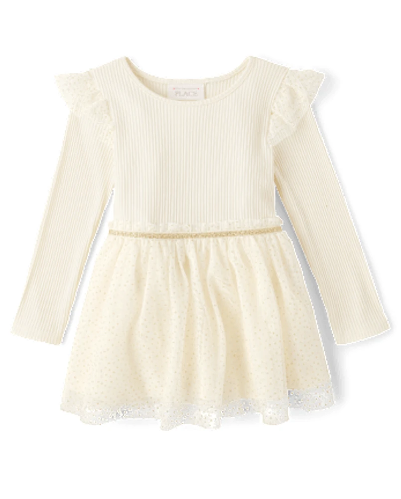 Toddler Girls Foil Ribbed Tutu Dress