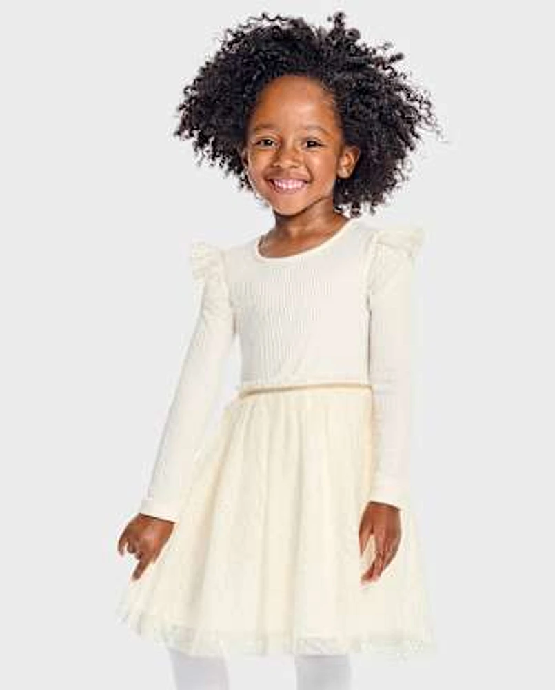 Toddler Girls Foil Ribbed Tutu Dress