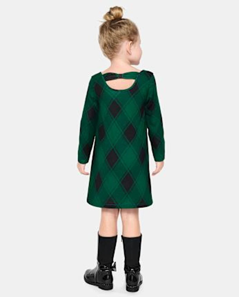 Baby And Toddler Girls Plaid Bow Back Dress