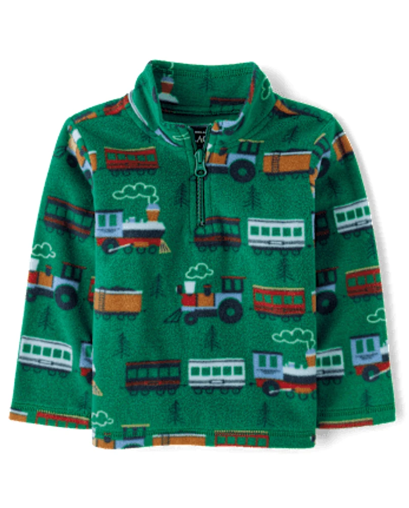 Toddler Boys Print Microfleece Half Zip Pullover