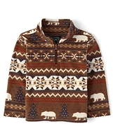 Toddler Boys Print Microfleece Half Zip Pullover