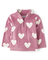 Toddler Girls Print Microfleece Half Zip Pullover