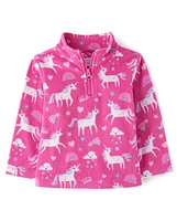 Toddler Girls Print Microfleece Half Zip Pullover