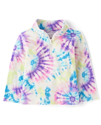 Toddler Girls Print Microfleece Half Zip Pullover