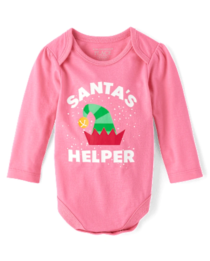 Baby Girls Santa's Helper Graphic Bodysuit