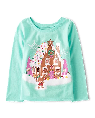 Baby And Toddler Girls Gingerbread House Graphic Tee