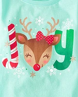 Baby And Toddler Girls Joy Reindeer Graphic Tee