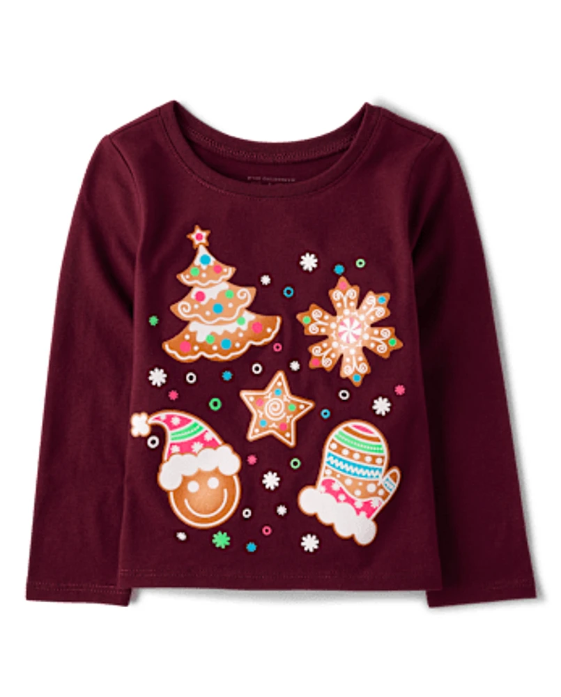 Baby And Toddler Girls Christmas Cookies Graphic Tee