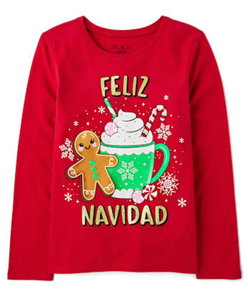 Girls Feliz Navidad Graphic Tee