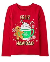 Girls Feliz Navidad Graphic Tee