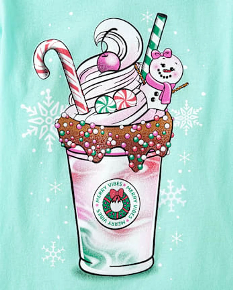 Girls Christmas Milkshake Graphic Tee