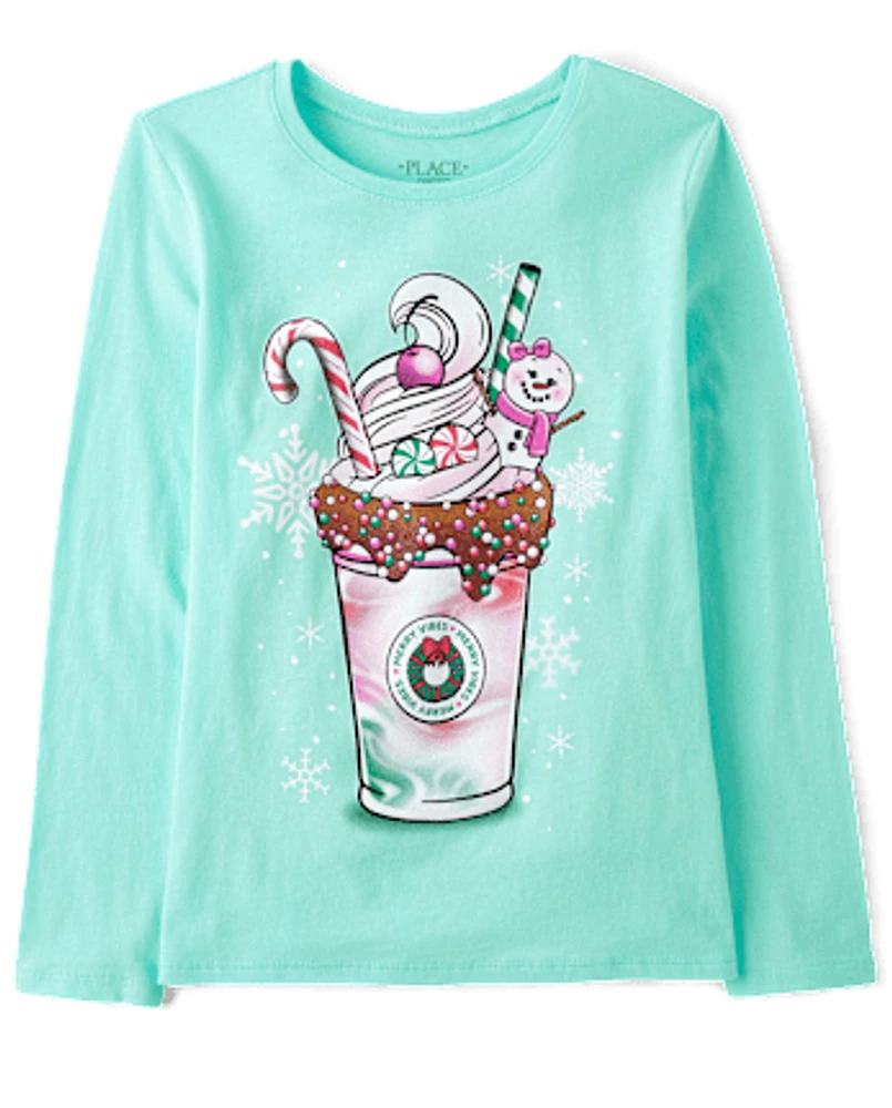 Girls Christmas Milkshake Graphic Tee