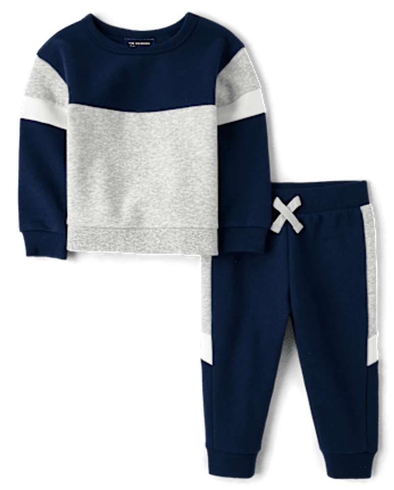 Baby And Toddler Boys Colorblock Fleece 2-Piece Outfit Set