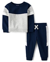 Baby And Toddler Boys Colorblock Fleece 2-Piece Outfit Set