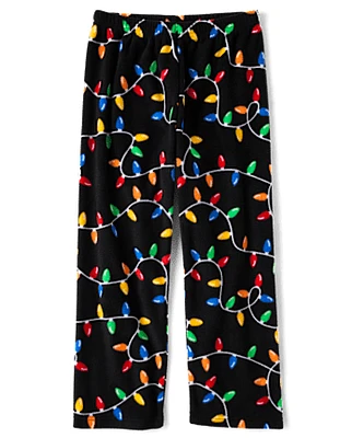 Unisex Kids Christmas Lights Microfleece Pajama Pants