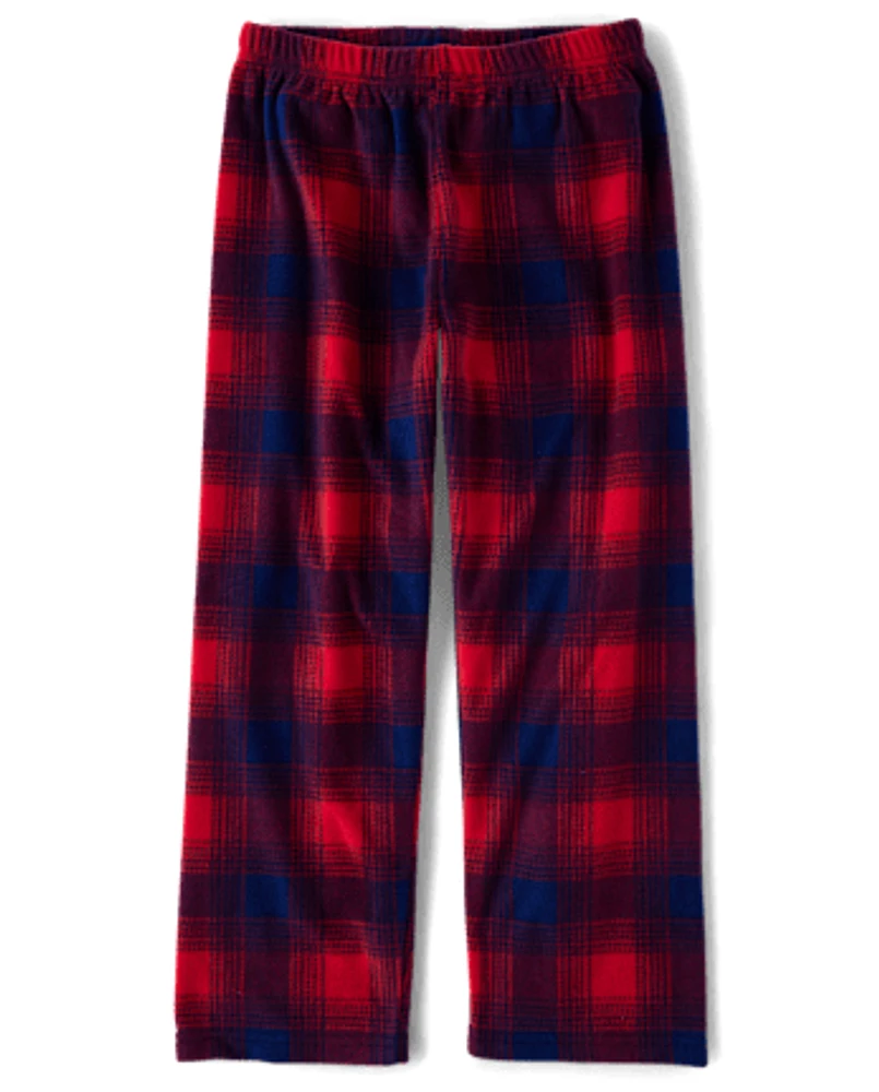 Unisex Kids Plaid Microfleece Pajama Pants