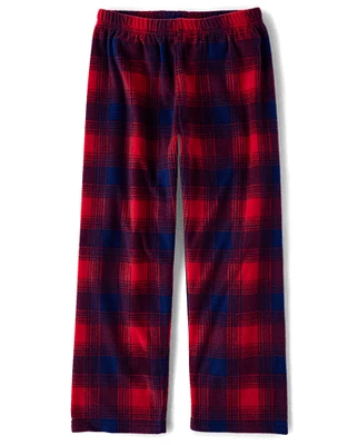 Unisex Kids Plaid Microfleece Pajama Pants