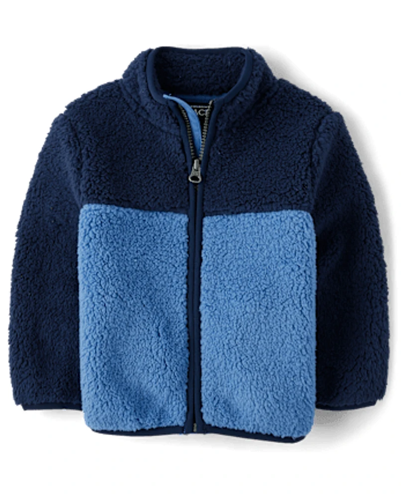 Baby And Toddler Boys Colorblock Sherpa Zip Up Jacket