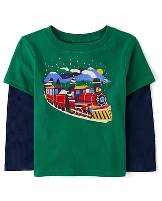 Baby And Toddler Boys Train Layered Top