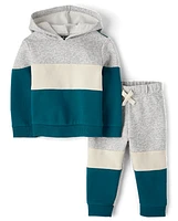 Baby And Toddler Boys Colorblock Fleece 2-Piece Outfit Set