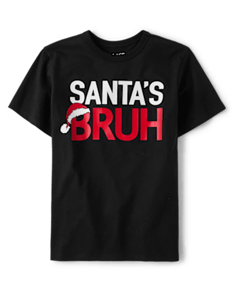 Boys Santa's Bruh Graphic Tee