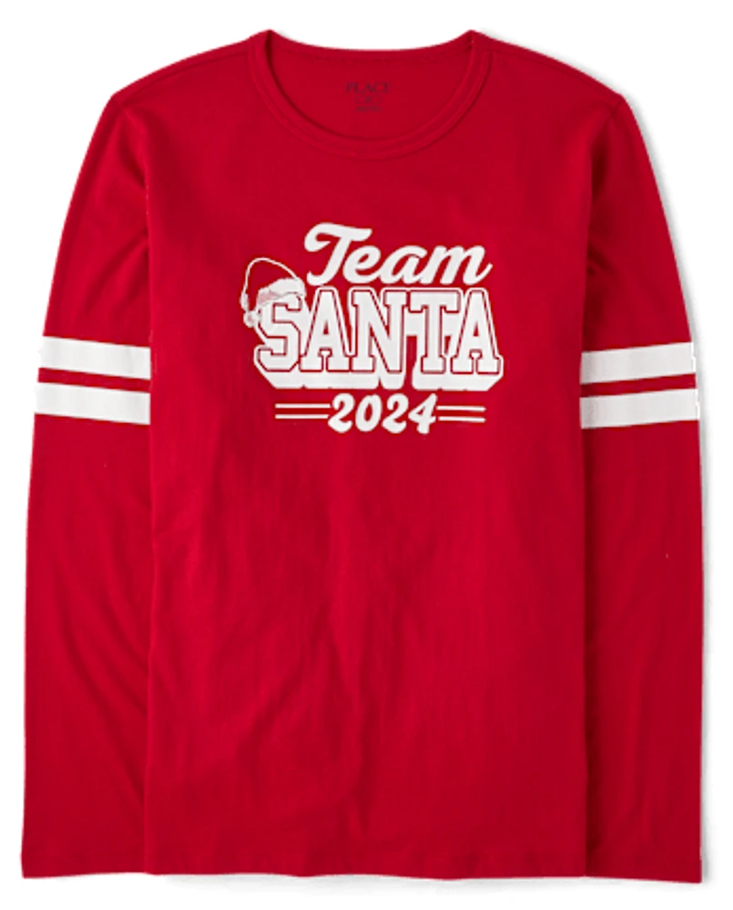 T-shirt imprimé unisexe adulte Famille assortie Team Santa 2024