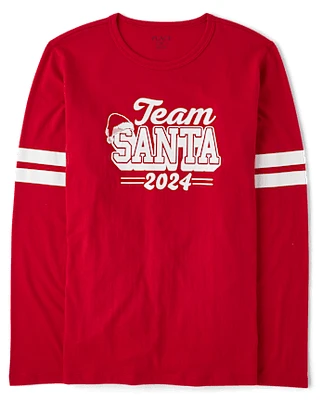 T-shirt imprimé unisexe adulte Famille assortie Team Santa 2024