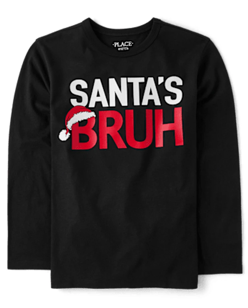 Boys Santa's Bruh Graphic Tee