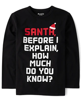 Boys Santa Explain Graphic Tee