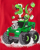 Boys Christmas Dino Truck Graphic Tee