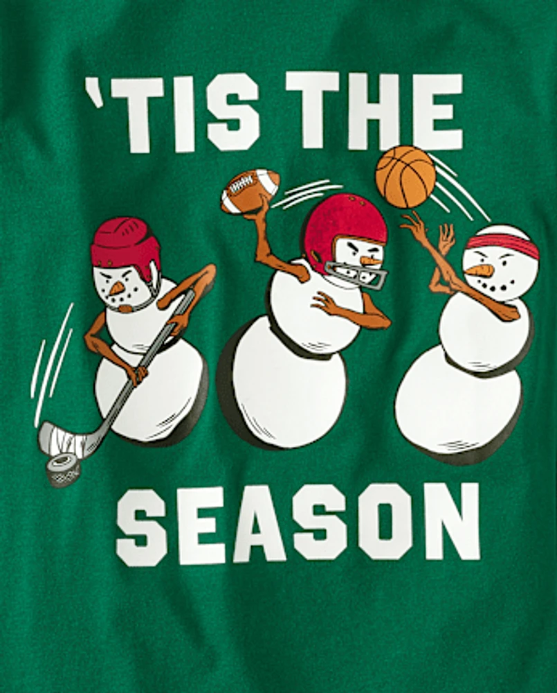 Boys Christmas Snowman Sports Graphic Tee