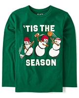 Boys Christmas Snowman Sports Graphic Tee