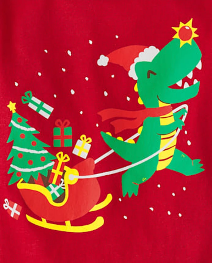 Baby And Toddler Boys Christmas Dino Graphic Tee