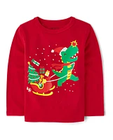 Baby And Toddler Boys Christmas Dino Graphic Tee