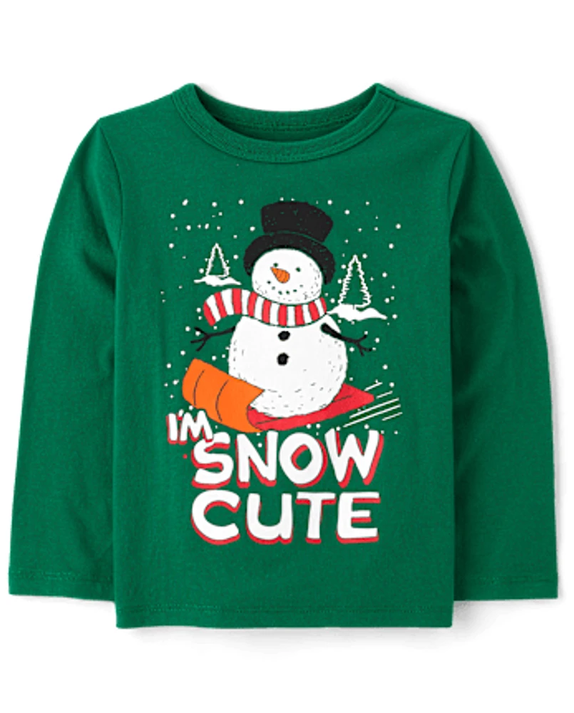 Baby And Toddler Boys Snow Cute Christmas Snowman Graphic Tee