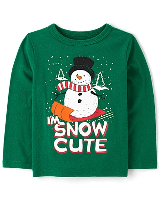 Baby And Toddler Boys Snow Cute Christmas Snowman Graphic Tee