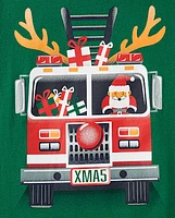 Baby And Toddler Boys Christmas Fire Truck Graphic Tee