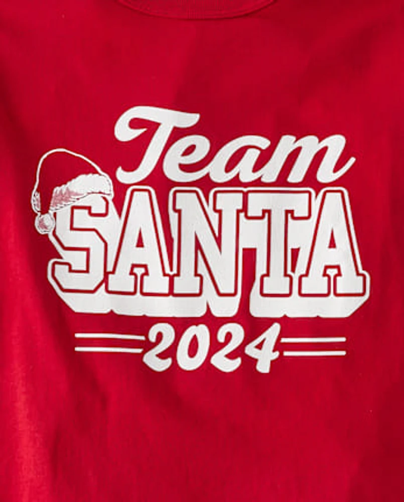 Unisex Kids Famille assortie Team Santa 2024 T-shirt imprimé