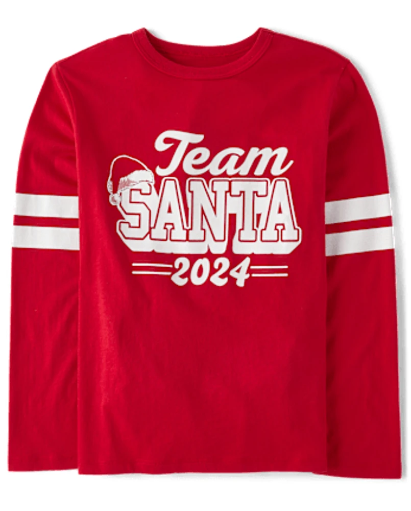 Unisex Kids Famille assortie Team Santa 2024 T-shirt imprimé