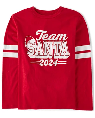 Unisex Kids Famille assortie Team Santa 2024 T-shirt imprimé