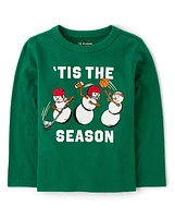 Baby And Toddler Boys Christmas Snowman Sports Graphic Tee